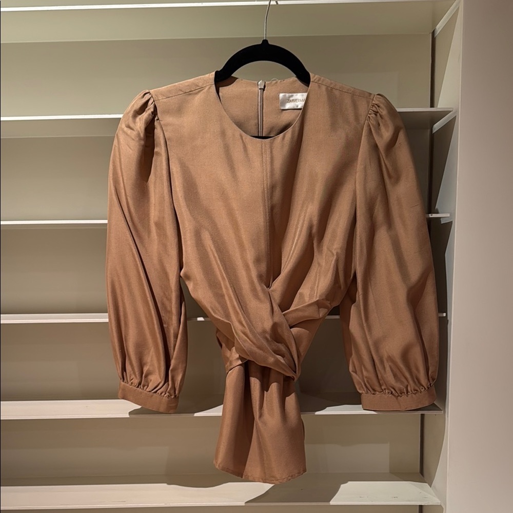 Zimmermann Puff Sleeve Tie Front Top